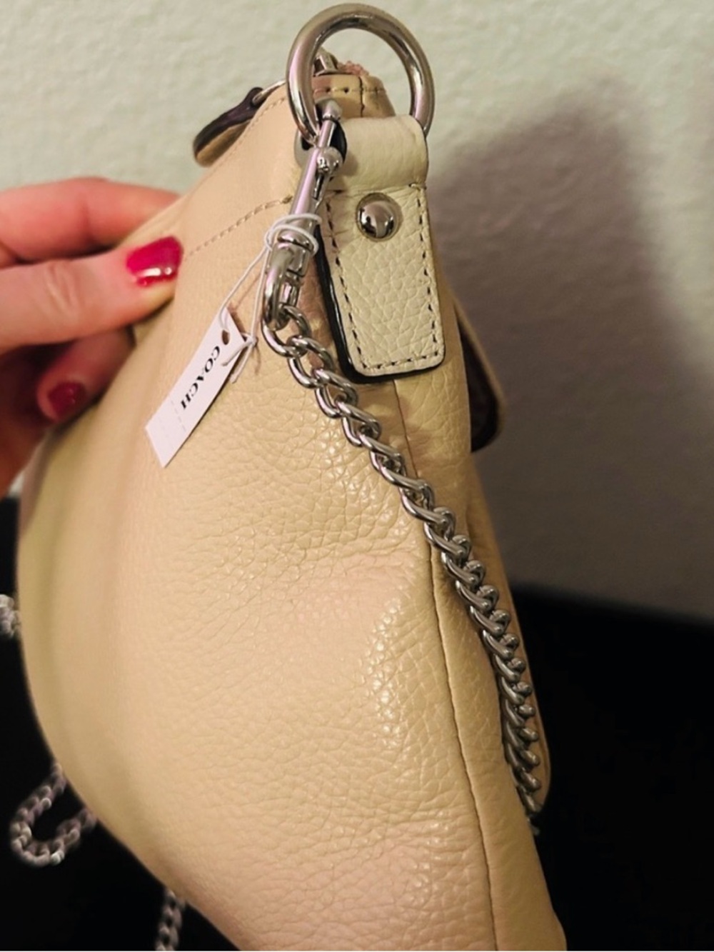 Coach cream & chalk Pebbled Leather Crossbody with new with tags chain strap - Picture 3 of 7